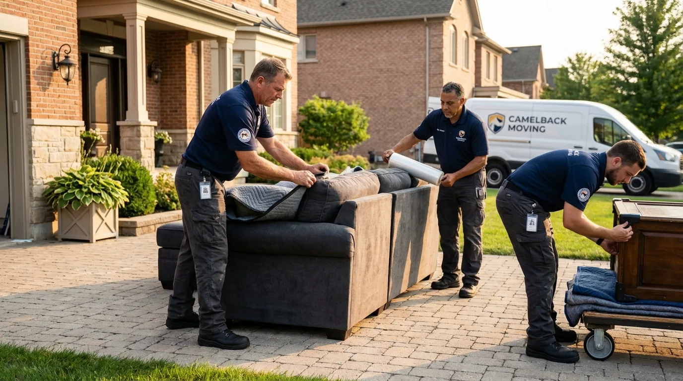 Large estate moving crew wrapping furniture in Lunenburg, VA