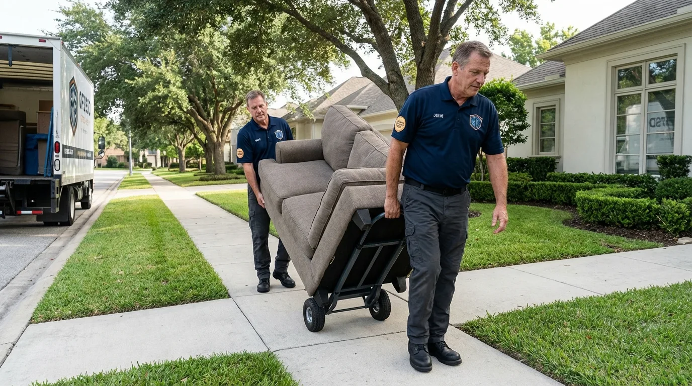 Local residential moving crew loading furniture in Lunenburg, VA